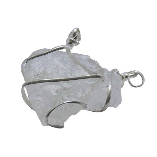 Avika Natural Energized Wrapped Rough Clear Quartz Heart Pendant