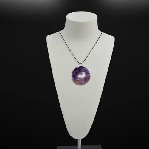 Avika Natural Energized Amethyst Round Pendant fine