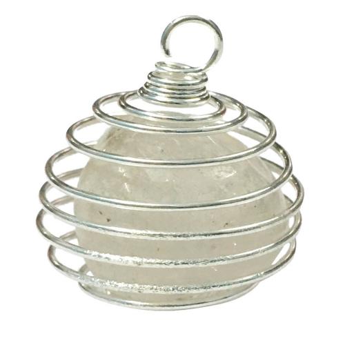 Avika Natural Energized Clear Quartz Spring Cage Pendant