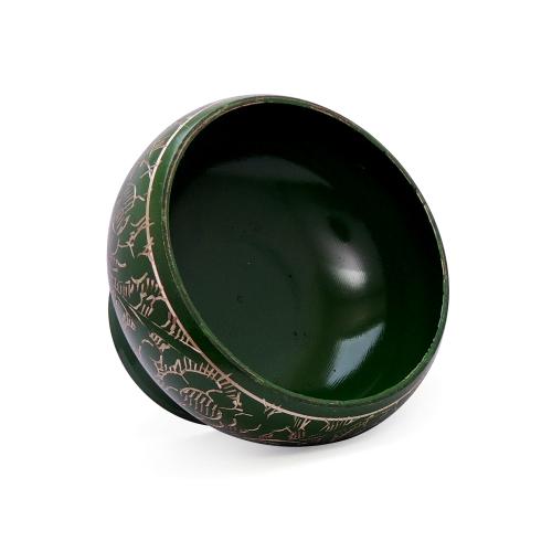 Avika Brass Bowl Green with Cover 3
