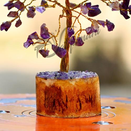 Avika Natural Energized Amethyst Small Crystal Tree with Golden Wire (100 Dana)