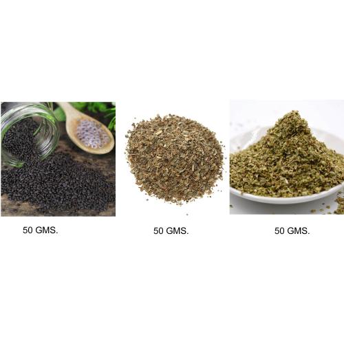 Avika Basil Leaves, Seeds & Oregano Dried/Sweet Basil Leaf/Herbs 50 Grams (pack of 3)