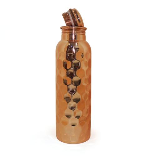 Alokik Leak Proof Copper Bottles for Water 1 Litre diamond cut Pure Copper Bottle for Travelling  (Pack of 1 Pc.)