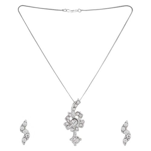 Avika Austrian Crystal Studded Floral Designer Jewelry Set With Earring
