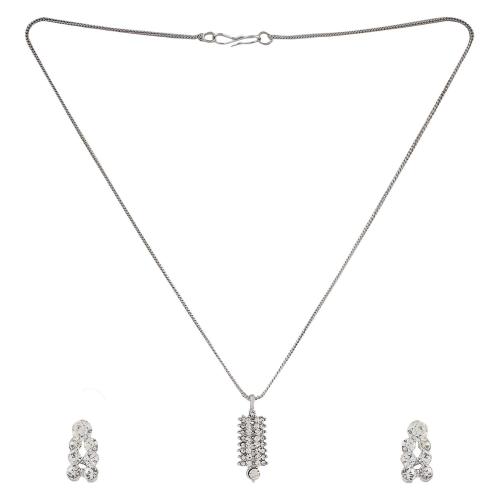 Avika Austrian Crystal Studded Leaf Shape  Designer Jewelry Set With Earring