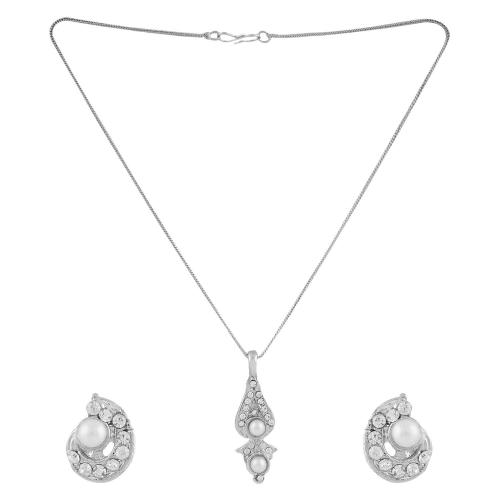 Avika  Austrian Crystal Studded With Double Pearl Designer Jewelry Set With Earring Art 2