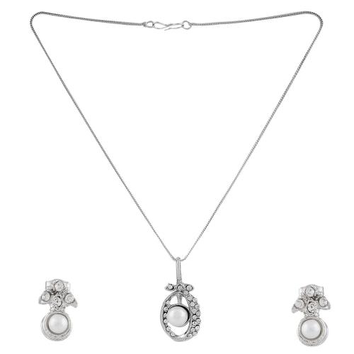 Avika Austrian Crystal Studded With Pearl Designer Jewelry Set With Earring Art 1