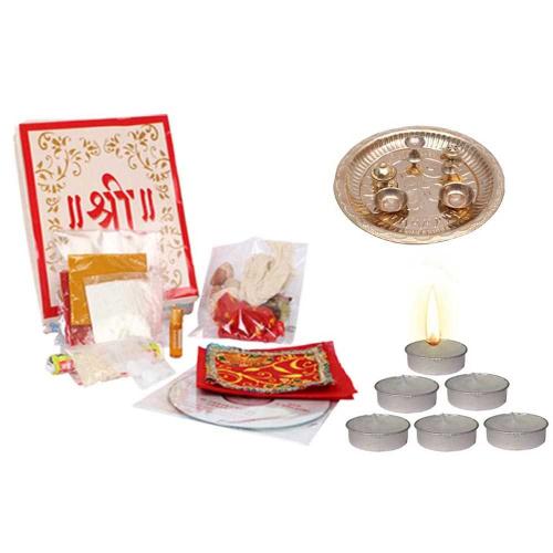 Avika Vedic Pooja Combo - Vedic Pooja Samagiri, Pooja Thali & Divine Candles