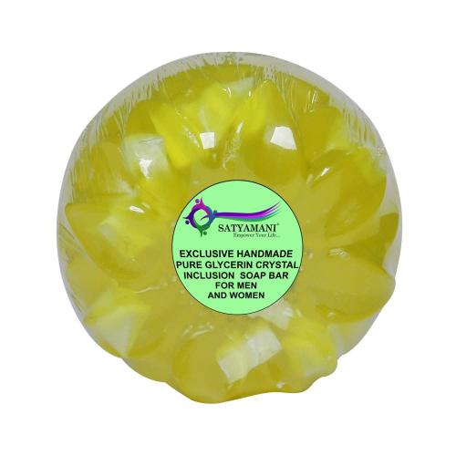 Avika Handmade Pure Herbal Glycerin Moss Crystal Inclusion Flower shape Yellow Soap