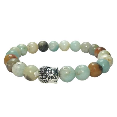 Avika Natural Amazonite Buddha Bracelet (Pack of 1Pc)