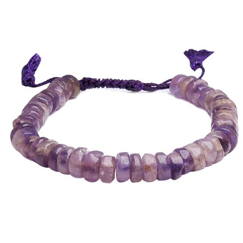 Avika Natural Amethyst Big Rondelle Bracelet For Spiritual Growth & Meditation