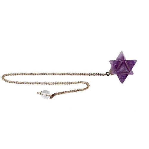 Avika Natural Amethyst Merkabah Pendulum For Reiki Healing