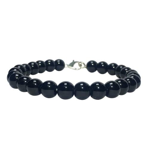 Avika Natural Black Agate Beads Bracelet with Hook (Pack of 1Pc)