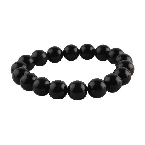 Avika Natural Black Obsidian Beads Bracelet 10 Beads mm. for Grounding, Luck & Prosperity