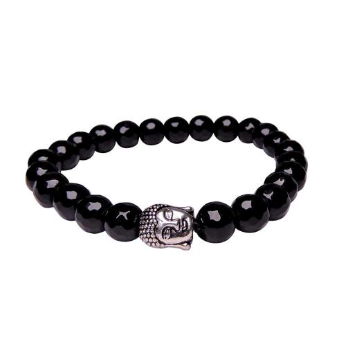 Avika Natural Black Obsidian Buddha Diamond Cut Bracelet (Pack of 1Pc)