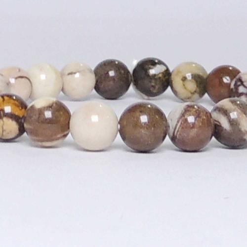 Avika Natural Brown Zebra Agate Beads Bracelet (Pack of 1Pc)