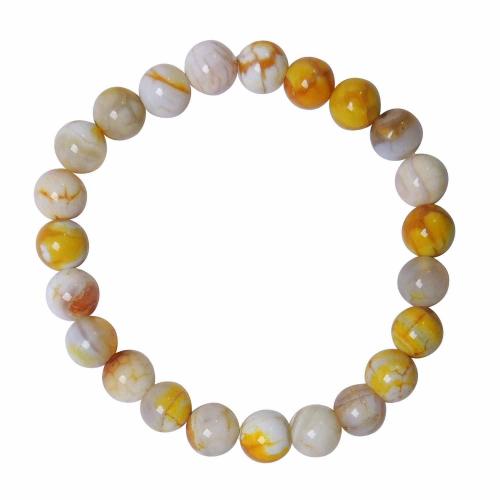 Avika Natural Bumble Bee 8 mm Beads Bracelet Color: White & Yellow, For Unisex