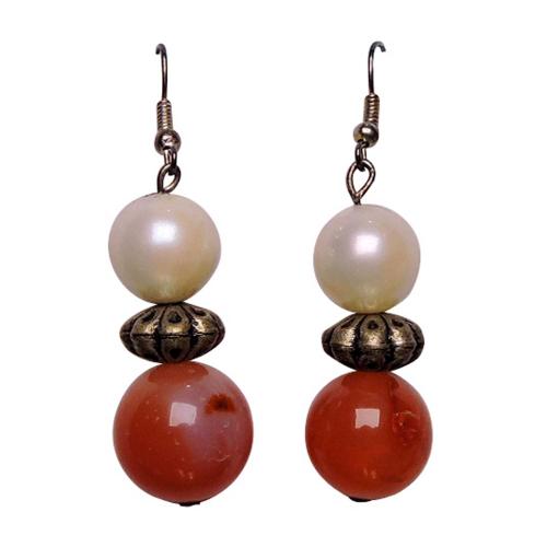 Avika Natural Carnelian and Pearl Earring