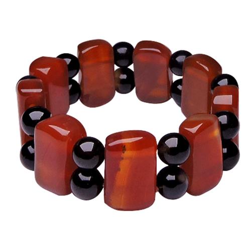 Avika Natural Carnelian Hexagonal Agate Beads Bracelet for Self-esteem (Pack of 1 Pc.)