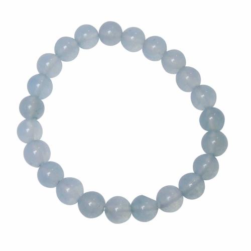 Avika Natural Dyed Aquamarine 8 mm Bead Stone Bracelet Color: Light Blue, For Unisex