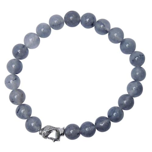 Avika Natural Dyed Grey Onyx 8 mm Beads Buddha Bracelet Color: Grey, For Unisex