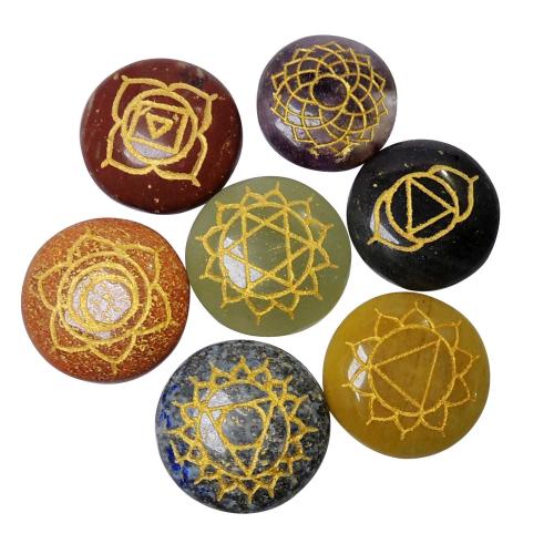 Avika Natural Energaved 7 Chakra Stones with Chakra Symbols for Healing