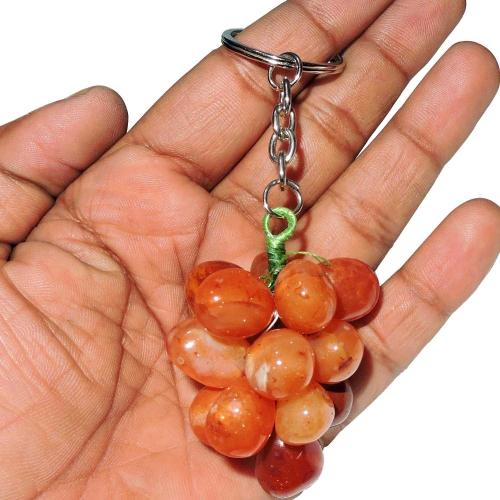 Avika Natural Energized Carnelian 10mm Beads Grapes Key Chain