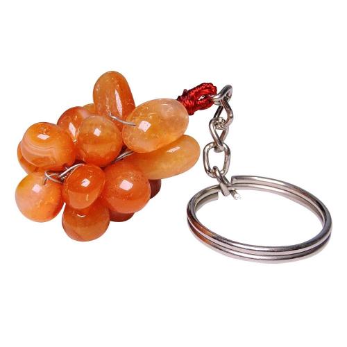 Avika Natural Energized Carnelian 6mm Beads Grapes Key Chain