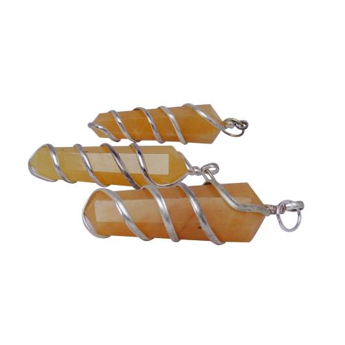 Avika Natural Energized Golden Quartz Double Point Wrapped Pendant (Pack of 1 Pc.)