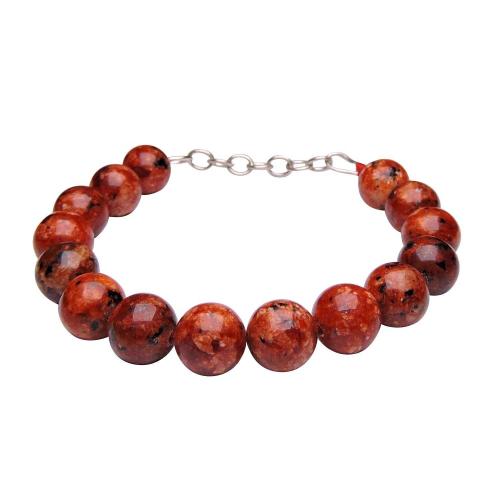 Avika Natural Fire Agate Gemstone 12 mm Beads Bracelet With Hookh (Pack of 1 Pc.)