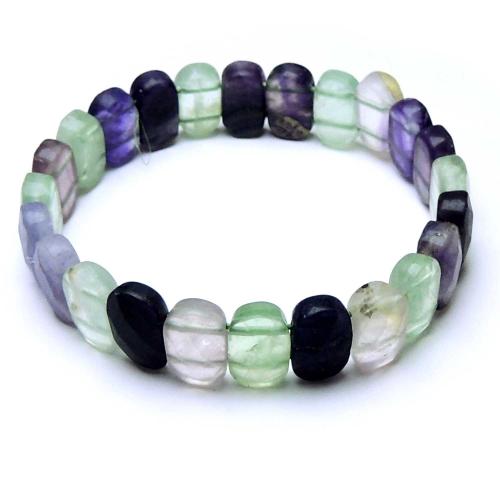 Avika Natural Flourite Broad Cabochon Bracelet For Calmness (Pack of 1Pc)