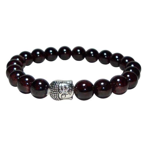 Avika Natural Garnet Buddha Bracelet (Pack of 1Pc)