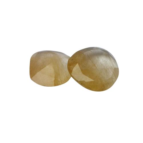 Avika Natural Golden Rutile Diamond Double Cut Ring Stone Set of 2 Pc.