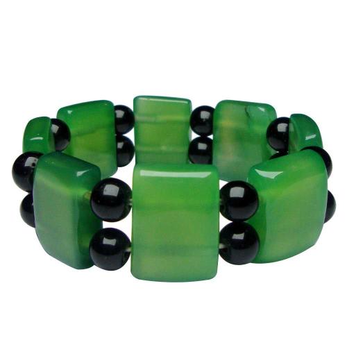 Avika Natural Green Chalcedony Gemstone Broad Beads Bracelet for Generosity (Pack of 1 Pc.)