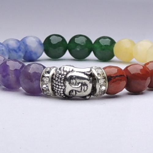 Avika Natural Multi- Stone Energized Buddha Charm Bracelet