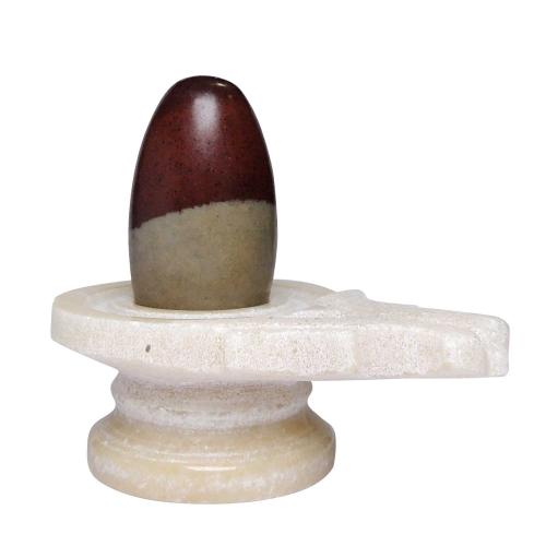 Avika Natural Narmedeshwar 4 Inch Damroo White Jaldhari with 2 Inch Lingam