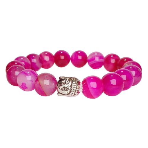 Avika Natural Pink Chalcedony Buddha Bracelet (Pack of 1Pc)