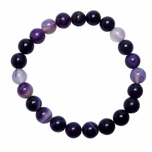 Avika Natural Purple Onyx 8 mm Bead Stone Bracelet Color: Purple, For Unisex