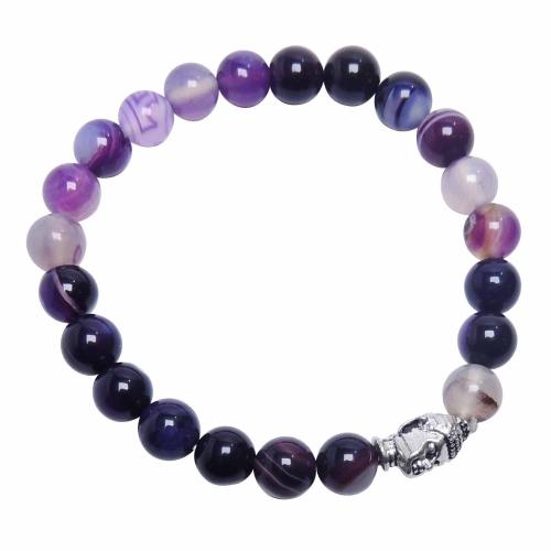 Avika Natural Purple Onyx 8 mm Bead Stone Buddha Bracelet Color: Purple, For Unisex