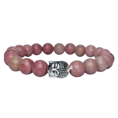 Avika Natural Rhodocrosite Buddha Bracelet (Pack of 1Pc)