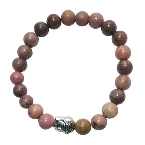 Avika Natural Rhodonite Buddha Bracelet (Pack of 1Pc)