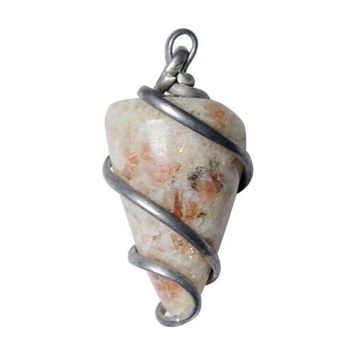 Avika Natural Sunstone Wire Wrapped Energy Pendant