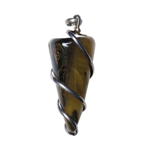 Avika Natural Tiger Eye Spiral Gemstone Wrapped For Personal Empowerment Quartz Stone Pendant