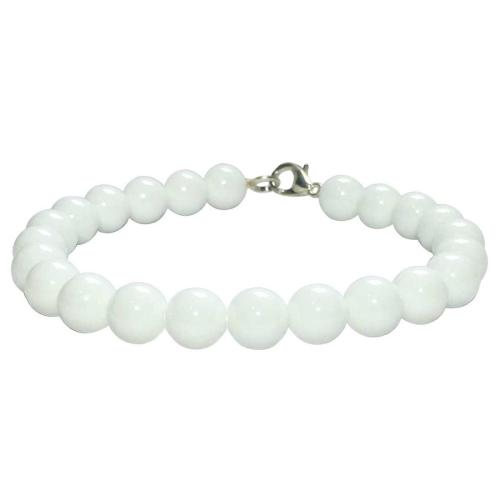 Avika Natural White Agate Beads Bracelet with Hook (Pack of 1Pc)