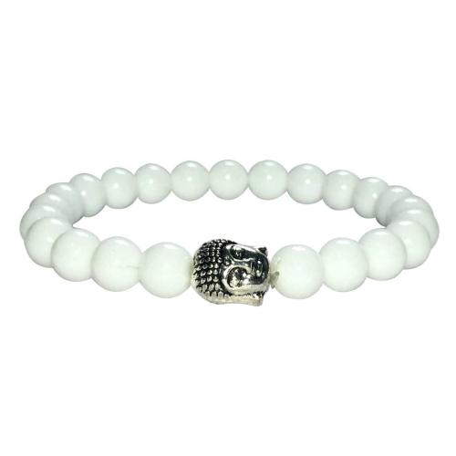 Avika Natural White Agate Buddha Bracelet (Pack of 1Pc)