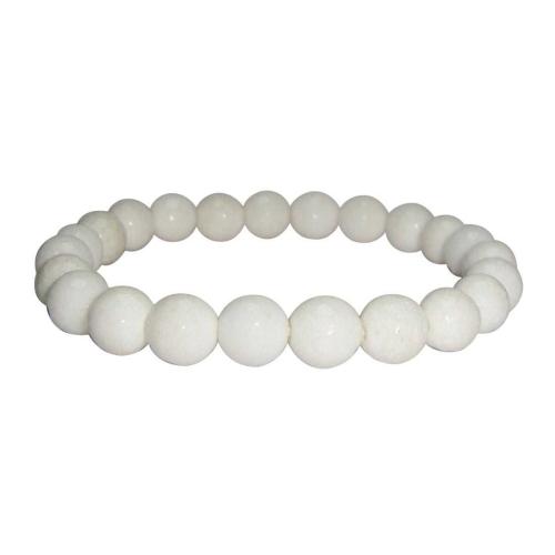 Avika Natural Energized White Agate Faceted Bead Bracelet For Crown Chakra & Reiki Healing