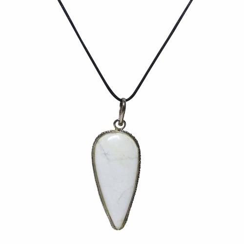 Avika Natural White Howlite Drop Shape Pendant