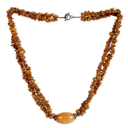 Avika Natural Yellow Jasper Chip Lingam Agate Crystal Necklace