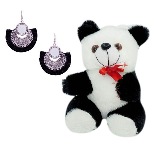 Avika Oxidized Earring with Mirror & Black Thread Party Wear Naughty Black & White Panda