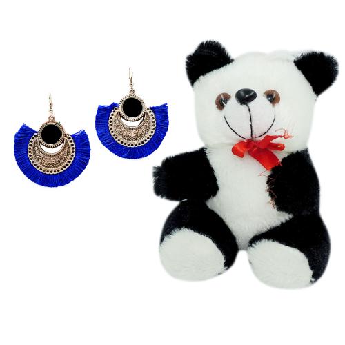 Avika Oxidized Earring with Mirror & Blue Thread Party Wear Naughty Black & White Panda